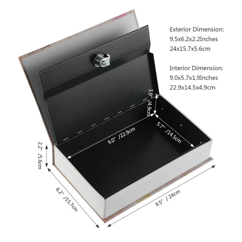 KYODOLED صندوق أمان كتاب KYODOLED مع قفل مفتاح، صندوق أمان سري بتصميم قاموس، صندوق قفل مخفي للأموال، 9.5" × 6.1" × 2.2" باريس كبير - Image 3